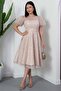 Crew Neck Balloon Sleeve Belted Lace Dress BAL167 - 5