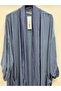 Women's Blue Italian İ Silk Ü Tulle Foldable Sleeve Ov Oversized Zun Kaftan 40 - 46 Size - 2