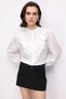 4828 Women's Striped Ruffle Detail Hakim Collar Shirt Ecru - 4