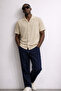 Men's Short Sleeve Basic Cream Relaxed Shirt - 3