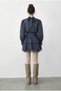 Women's Indigo Stripe Patterned Padded Lace Detailed Belted Mini Dress 35540 60283999 - 4