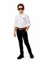 Boys' Folded Cuff Mandarin Collar Shirt Set / Long Sleeve Shirt Pants Belted Set - 5