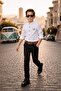 Boys' Folded Cuff Mandarin Collar Shirt Set / Long Sleeve Shirt Pants Belted Set