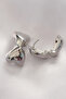 Brass Silver Color Minimal Curved Heart Earrings - 2
