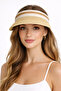 Women's Summer Straw Visor Hat Dark Beige Crown Model Open Top Beach Sun Visor - 4