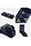 Stitch-Free Bamboo Socks Jacquard Navy Blue Patterned Colors Men's Socks Boxed 5 Pairs Premium Long Socks - 3