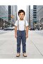 Boys Navy Stripe Suspender Trousers - 5