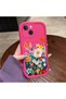iPhone 15 Plus Compatible Silicone Shockproof Rose Red Phone Case Flower Pattern - 5