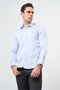 Blue Hard Collar Pocketless Slim Fit Classic Cotton Shirt 1004255324 - 4