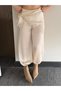 Beige Satin Lace Tie-Detail Shalwar Trousers - 40585
