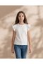 Senior Girls White Ruffled Sleeve Jacquard Top
