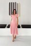 Women's Pink Square Neck Balloon Sleeve Midi Length Dress Dpk4550