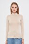 Turtleneck Long Sleeve Badi Viscose Stretch Fabric Body 123 Beige - 5