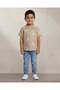Boys Beige Palm Print Shirt With T Shirt - 2