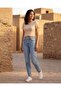 Women Beige Rib Knit T-Shirt - 5