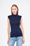 Turtleneck Zero Sleeve Badi Viscose Stretch Fabric Body 135 Navy Blue - 5