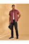 Men Burgundy Seersucker Shirt - 3