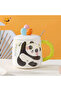 Cute Panda Ceramic Mug with Flower Detail, Special Design Cup with Lid and Spoon - 4