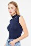 Turtleneck Zero Sleeve Badi Viscose Stretch Fabric Body 135 Navy Blue - 2