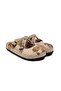 Women's Vegan Leather Beige Slipper - Elephant and Sun Model - Cal193