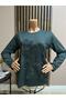 Women's Middle Age and Above Large Rose Patterned Stone Mother Combed Cotton Blouse
