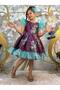 Floral Print Satin Bagged Buckled Style Children's Evening Dress ABY242