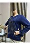 Women's Middle Age and Above Large Rose Patterned Stone Mother Combed Cotton Blouse - 2