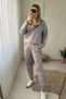 Hidden Half Zipper Gray Tracksuit Set