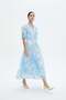 Half-sleeve patterned midi dress
