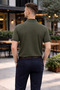 Men's Comfort Fit Patterned Khaki Polo Neck T-Shirt - 5