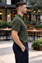 Men's Comfort Fit Patterned Khaki Polo Neck T-Shirt - 3