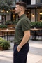 Men's Comfort Fit Patterned Khaki Polo Neck T-Shirt - 2