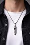 Stainless Steel Antique Silver Color Masculine Design Feather Pendant - 6