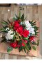 Red and White Table Flower Artificial Arrangement – 25 cm Diameter, 20–25 cm Height – Wedding & Engagement Table Decor - 8