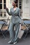 Khaki Tie-Detail Modal Women's Jacket Set Mg2738 - 2