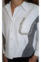 Women's White Gray Stone Decorated Pocket Detail Design Shirt Yy101368 - 6