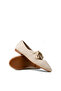Women's Beige Lace Detail Ballet Flats - 3