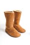 Tan Suede Women's Flat Boots with Fur Inside - 5
