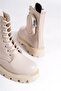 Cream Lace-Up Zippered Bag Pack Women's Heeled Boots - 5