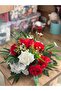 Red and White Table Flower Artificial Arrangement – 25 cm Diameter, 20–25 cm Height – Wedding & Engagement Table Decor - 2
