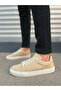 Beige Suede Lace-Up Men's Sneakers - 2