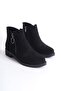 Black Suede Zippered Women's Heeled Boots - 4
