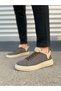 Coffee Cream Linen Lace-Up Men's Shoes Sneakers - 2