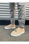 Cream Suede Tasseled Men's Casual Shoes - 2