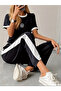 Women's Short Sleeve Crew Neck Viscose Two Thread Blouse and Pants Double Set