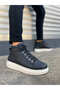 Black (White Sole) Lace-Up Men's Sneakers Boots - 3