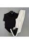 Men's Corded Fabric Ottoman Fabric Polo Collar T-Shirt and Pants Summer Top and Bottom Combination - 2