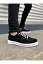 Black Suede (White Sole) Lace-Up Men's Casual Shoes - 3