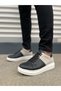 Black (White Sole) Gray Suede Detailed Lace-Up Men's Shoes Sneakers - 2