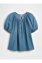 Kadın Mavi Oversized Puff Sleeve Üst - 2